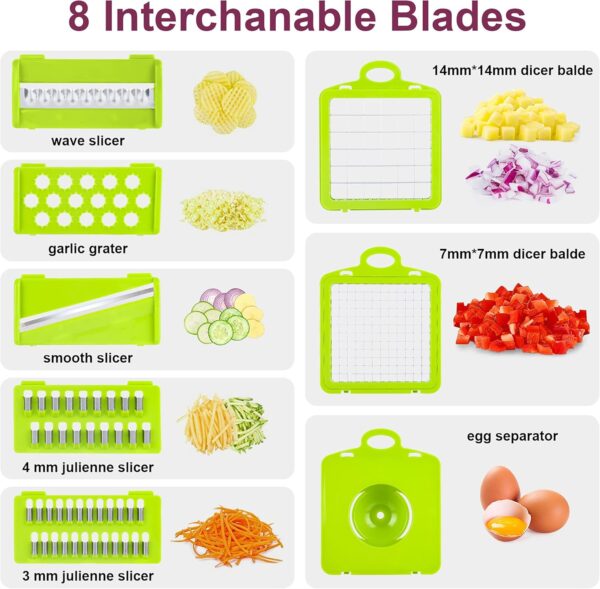 Vegetable Chopper, Onion Chopper, Mandolin Slicer,Pro 10 in 1professional food Chopper multifunctional Vegetable Chopper and Slicer, Dicing Machine, AdjustableVegetable - Image 2