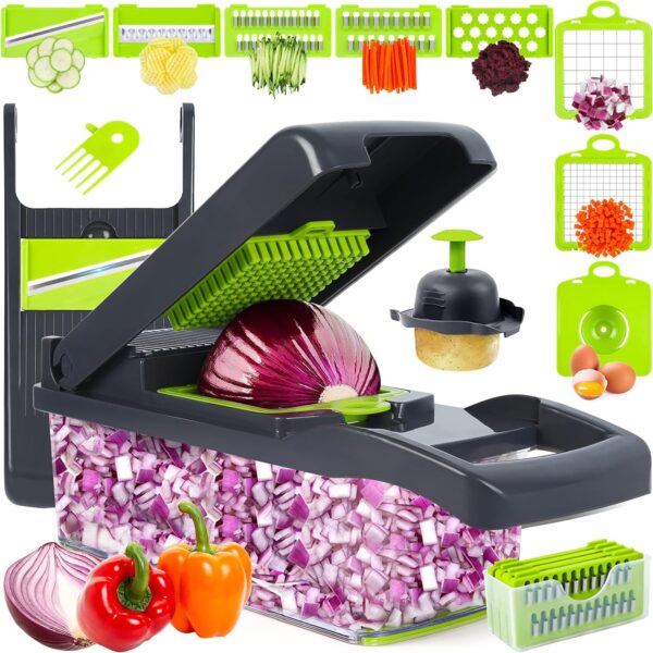 Vegetable Chopper, Onion Chopper, Mandolin Slicer,Pro 10 in 1professional food Chopper multifunctional Vegetable Chopper and Slicer, Dicing Machine, AdjustableVegetable