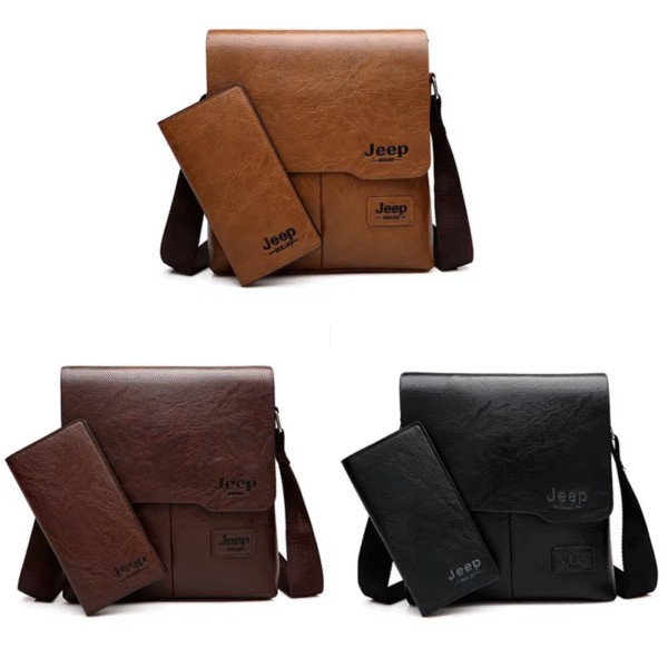 BULUO Men's Bag 2 Pieces/Set Men's Leather Messenger Shoulder Bags Business Crossbody Bags Casual Famous Brand Male - Image 3