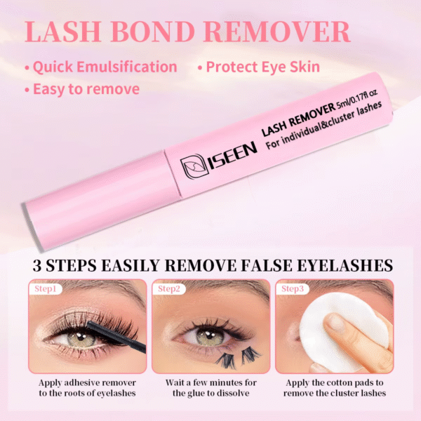 ISEEN Eyelash Bond and Seal 10ml Eyelash Glue Remover 5ml Eyelash Curler Eyelash Brush Tweezers Makeup Kit - Image 3