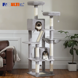 Large Cat Tree Tall Cat Tower for Indoor Cats Multi-Level Plush Cat Condo with Scratching Posts Scratching Boards Perch Caves