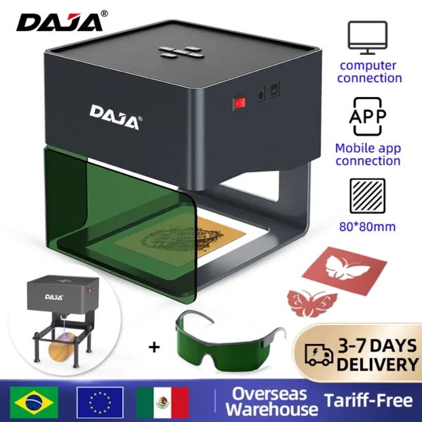 DAJA DJ6 Mini Portable Laser Engraver Diy Bluetooth Machine Painted Dog Tag Paper Leather Wooden Plastic Logo CNC Machine