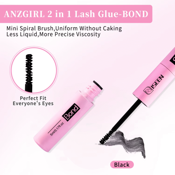ISEEN Eyelash Bond and Seal 10ml Eyelash Glue Remover 5ml Eyelash Curler Eyelash Brush Tweezers Makeup Kit - Image 2
