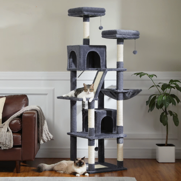 Large Cat Tree Tall Cat Tower for Indoor Cats Multi-Level Plush Cat Condo with Scratching Posts Scratching Boards Perch Caves - Image 7
